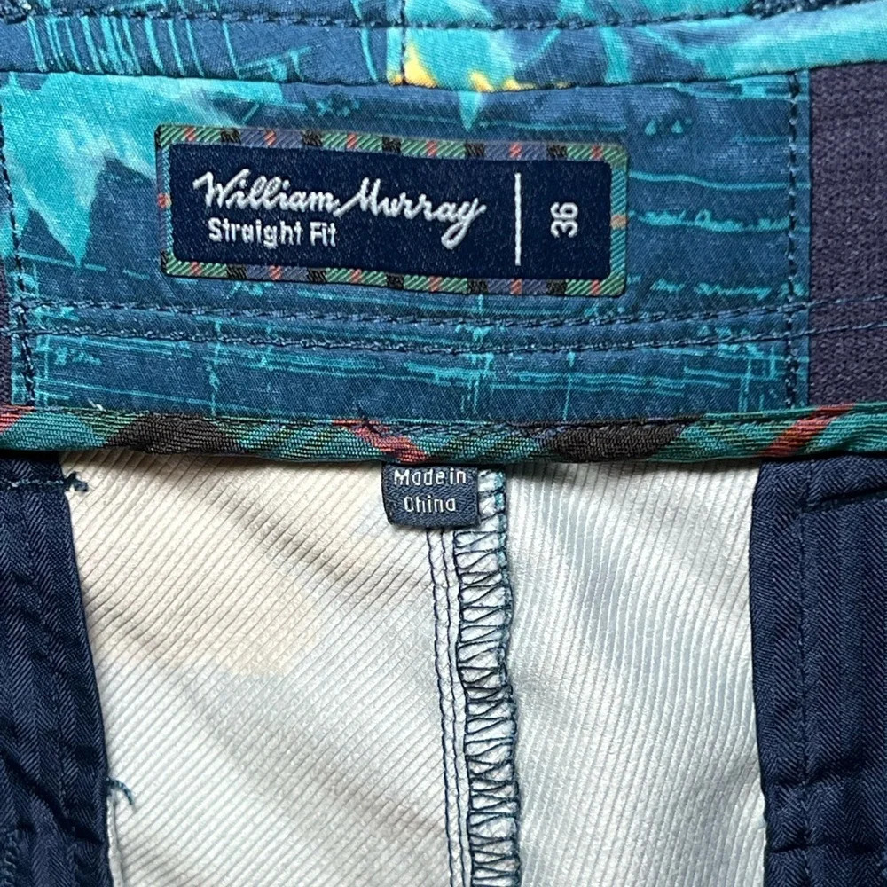 William Murray Lucie Caboosie Men’s Golf Shorts size 36 Teal Tropical Print - Picture 3 of 6